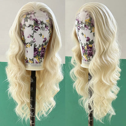AIMEYA Blonde Wig Synthetic Lace Wigs for Women Natural Hairline Synthetic Lace Frontal Wig Preplucked Wavy Wigs Cosplay Use