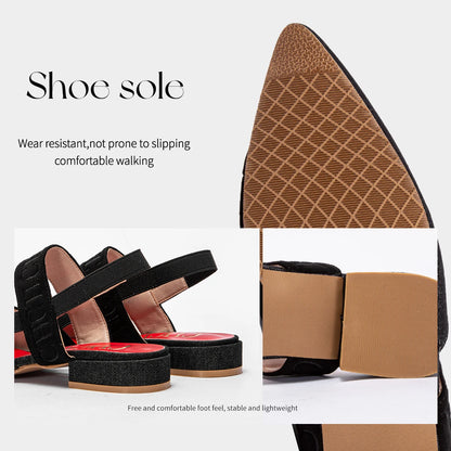 Fashionable Color Blocking Design with Denim Fabric Classic and Minimalist Women's Flat Shoes Exquisite Workmanship