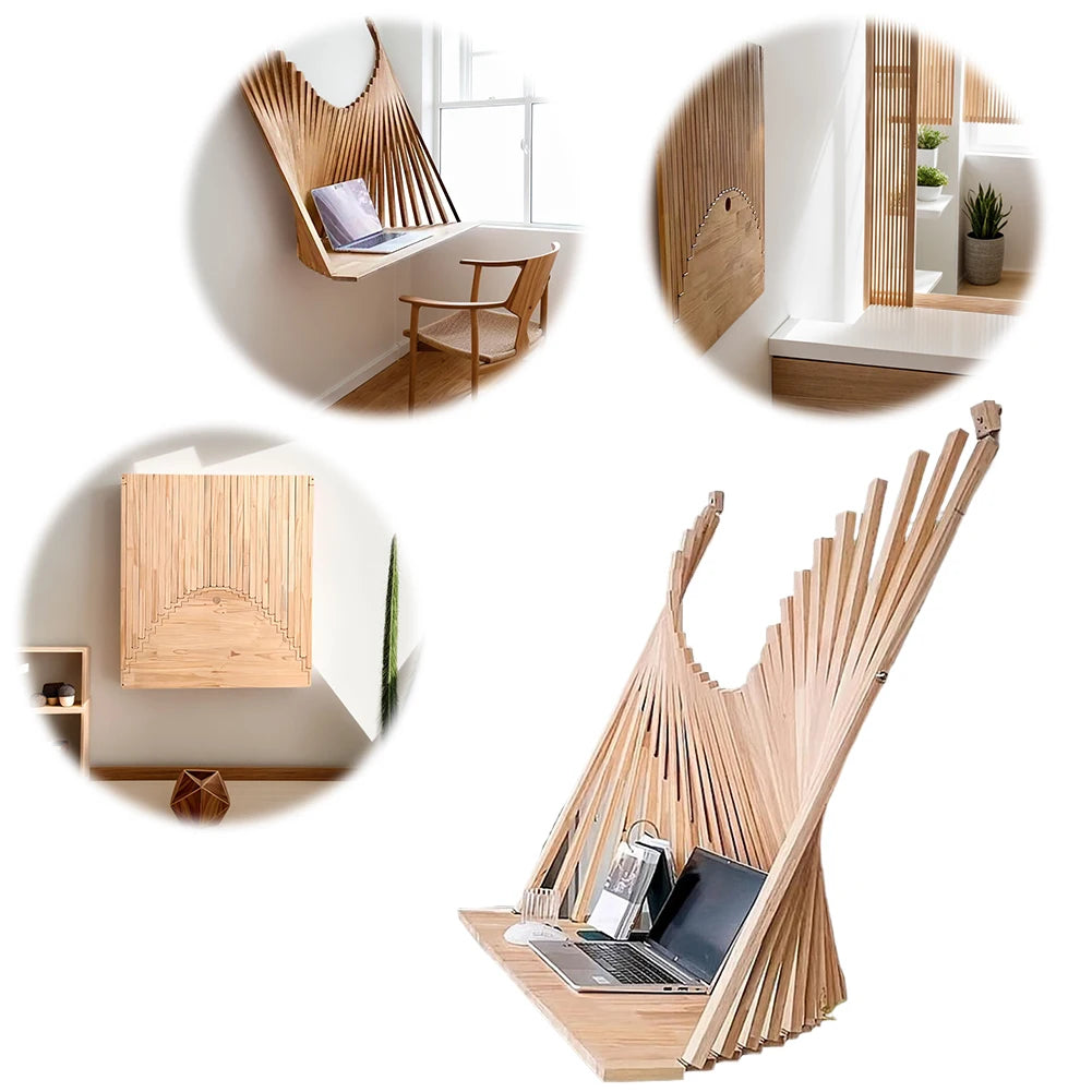 Folding Desk Fashionable Invisible Computer Table Solid Wood Creative Hanging Wall Folding Table Computer Folding Table