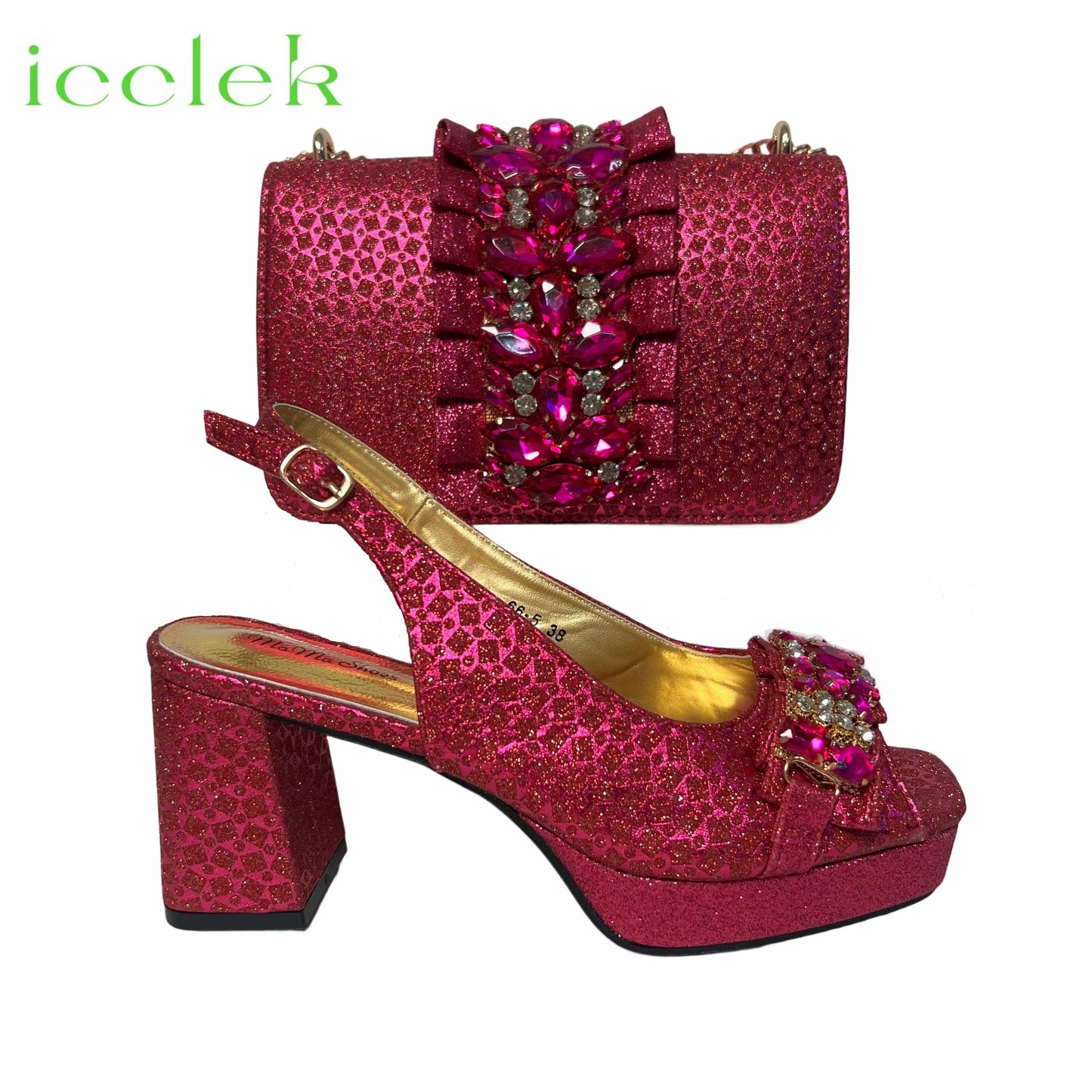 2026 Shiny Italian Fashion Pointed Toe Women Heel Fashion Rhinestone Decoration Silver Color Shoes And Bag Set