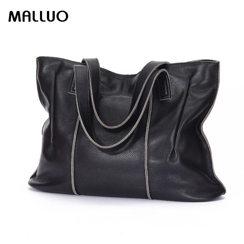 Women's Luxury Designer Natural Cowhide Soft Handbag Famale Fashion Shoulder Bag Ladies Cow Leather Large Capacity Tote Bag