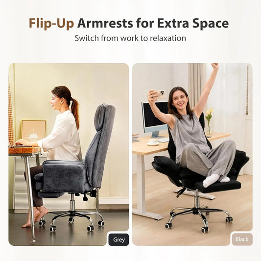 Big & Tall Executive Chair, Ergonomic Gaming Desk Chair with Footrest, Crystal Velvet Reclining Office Chair