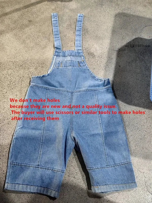 2025 Autumn New Children Loose Overalls boys girls casual all-match denim Trousers Spring Fall Solid Outwear 1-7Y Kids bib pants