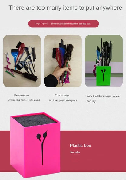 1pcs Hairdressing Scissors Holder Stand Shears Comb Hair Clips Storage Box Salon Hairdresser Scissor Keep Hairdressing Organizer