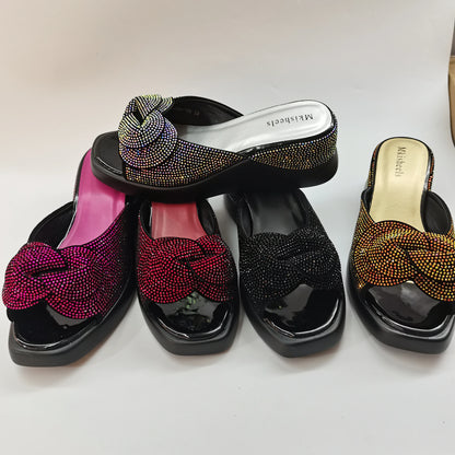 New Trendy Mid-heel Women's Sequins Slippers Outdoor Casual Slippers, High Quality Lady Party Shoes Elegant Shoes F5-1112-2
