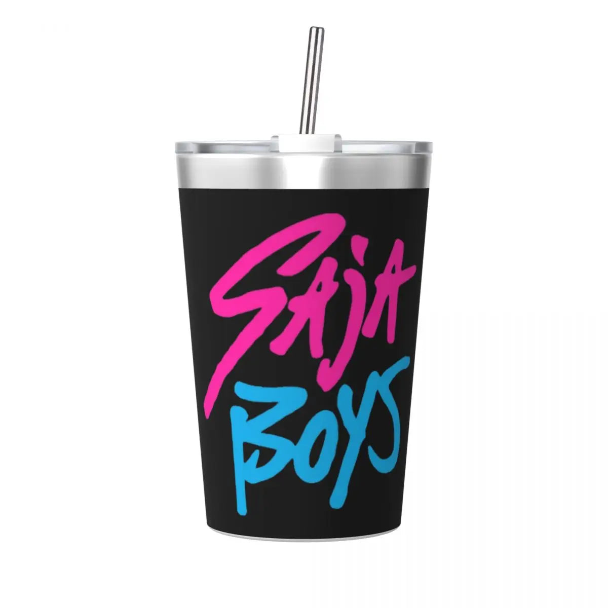 Mystery Saja Boys Kpop Demon Hunters Tumbler With Straw For Kids Stainless Steel Travel Mugs Double Wall Vacuum Insulated 12oz