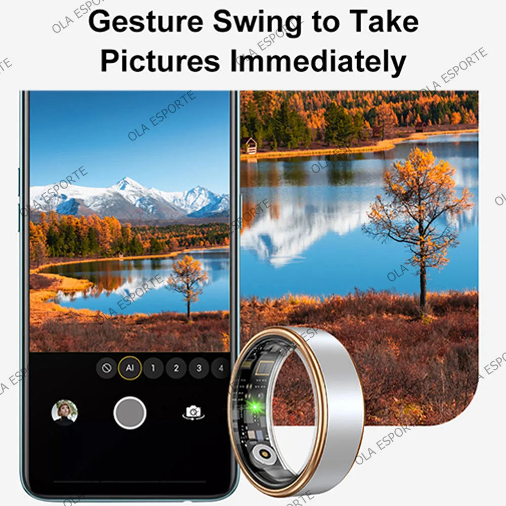 2025 Smart Ring Gesture Control Wireless Bluetooth Heart Rate Blood Pressure Monitor 5ATM Waterproof Health Smartring Men Women