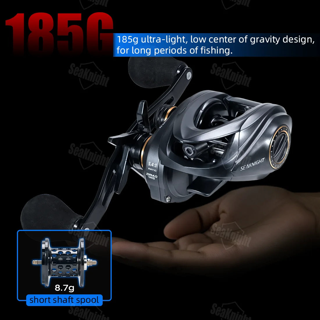 SeaKnight Brand FALCAN IV 5.4:1 185g Lightweight Baitcasting Fishing Reels Carbon Fiber Drag Brass Gear Power Fishing Reel