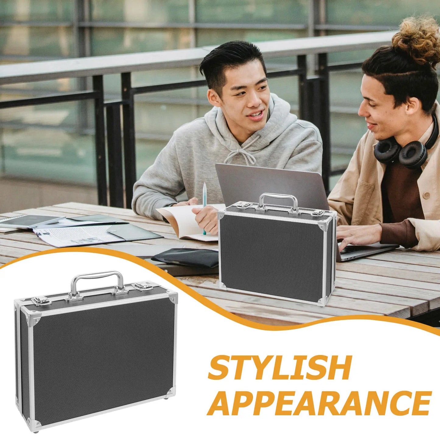 Portable Tool Box Aluminum Alloy Briefcase Tools Container Document Storage Box Sponge Lining Metal Case for Men