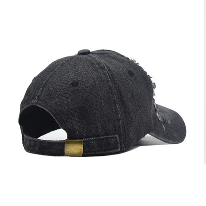 Holed Baseball Caps Vintage Washed Distressed Caps Fashion Sports Denim Hats Plain Women Men Dad Caps
