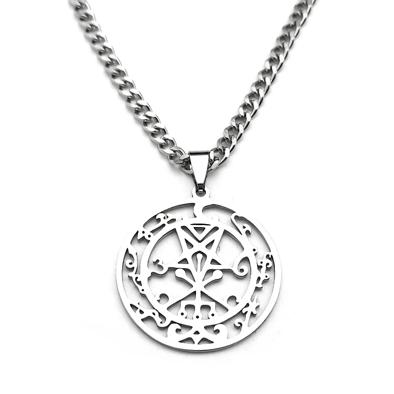 Sceal Sigil of Lilith Silver Color Stainless Steel Satan Necklace Jewelry Minor Key Necklace Hidden Seal Goetia Sign N1033