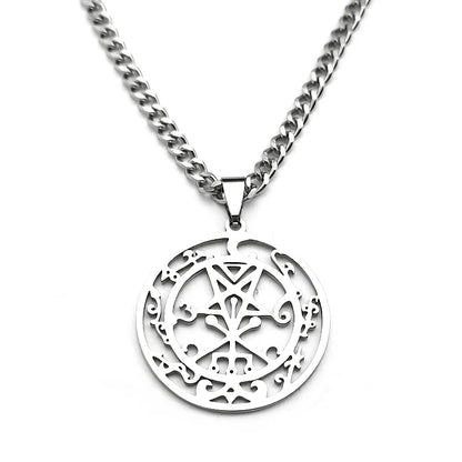 Sceal Sigil of Lilith Silver Color Stainless Steel Satan Necklace Jewelry Minor Key Necklace Hidden Seal Goetia Sign N1033