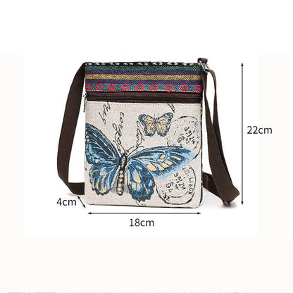 Lady Crossbody Shoulder Bag, Phone Purse Handbag, Ethnic Style Embroidered Messenger Bag, Retro Small Canvas Bag