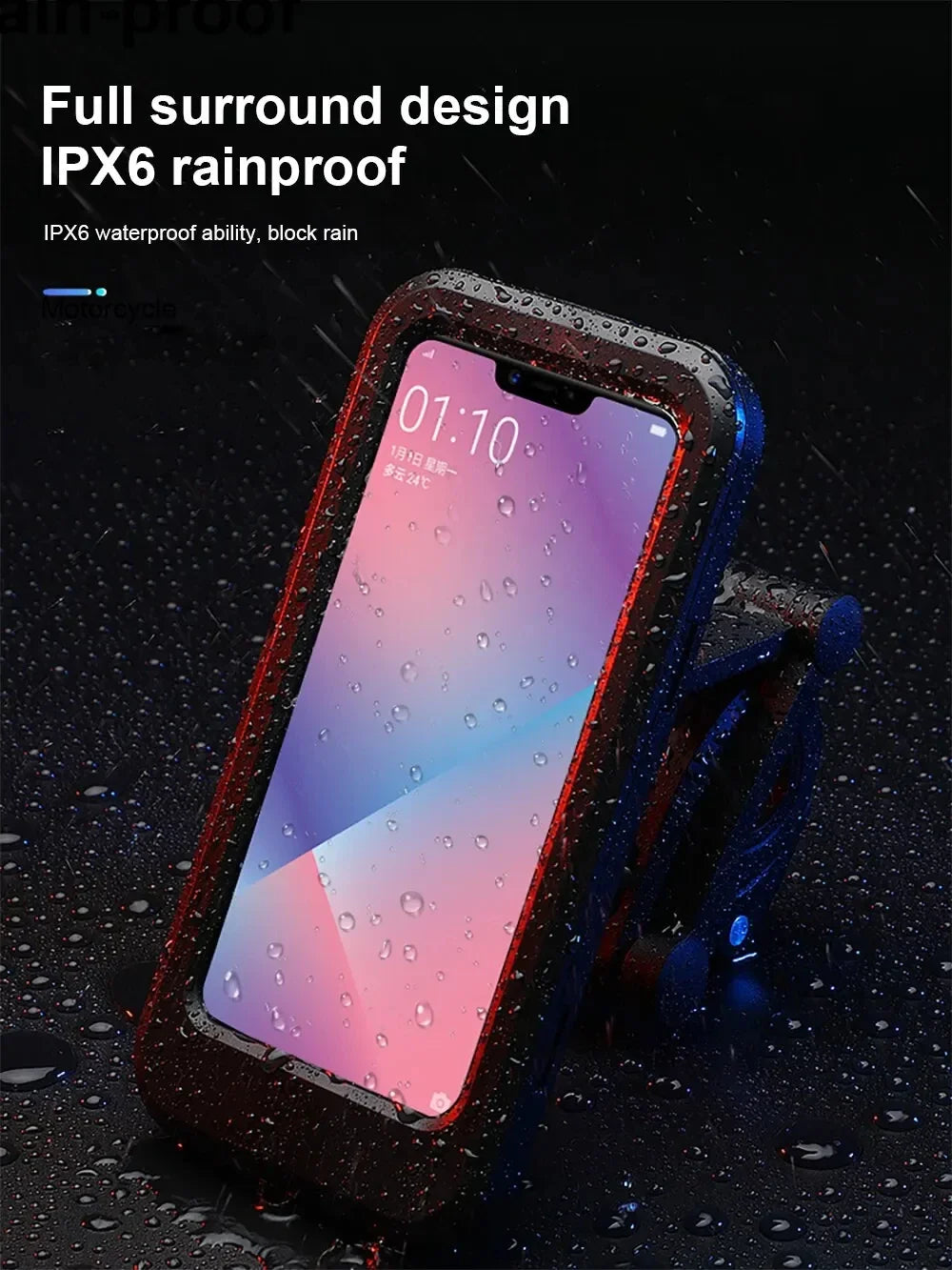 Waterproof 360° Swivel Phone Mount for Motorcycle/Bike – Adjustable Universal GPS Holder for Cellphones & Navigation Apps