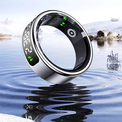 Touch Display Smart Ring R11C with Charging Box-1ATM Waterproof Step Health Tracker 5.2 BLE Heart Rate Blood Oxygen Monitor