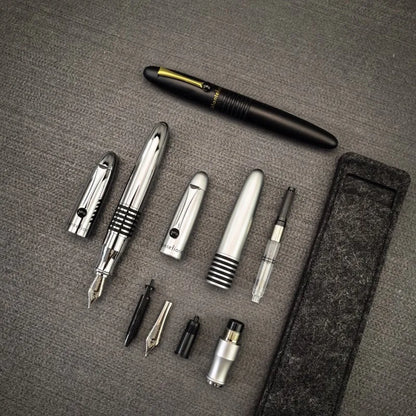 Benovel F857 Small Steel Cannon Pen Brass Chrome Plated All Metal Adult Student Calligraphy Practice Office Advanced Ink Pen