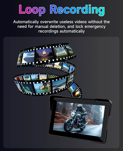 Vtopek 5"/7" inch Motorcycle DVR GPS Navigation Multimedia Player Wireless CarPlay Android Auto IPX7 Waterproof Screen Recorder