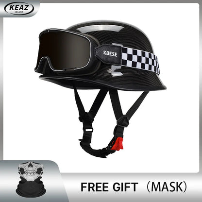 Newest Trend Motocycle Helmets Carbon Fiber Half Face Helmet Ultra Lightweight Carbon Shell Safety Cap DOT Approved 1/2 Helmet