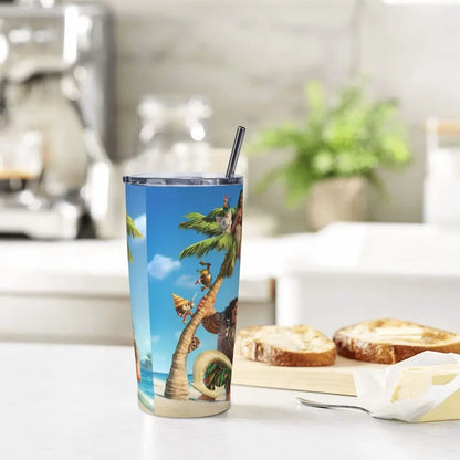 Moana and Pua Cartoon Movie Insulated Tumbler with Straws Stainless Steel Coffee Mugs Double Wall Car Bottle Cups 20oz