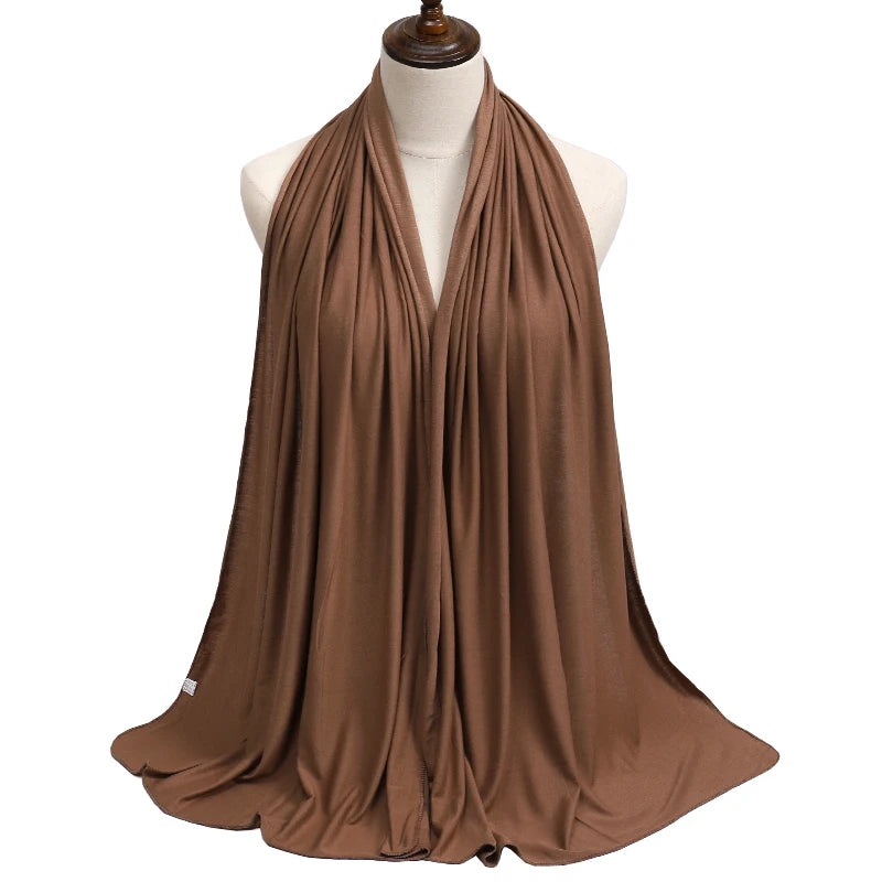 28Color Modal Cotton Jersey Hijab Scarf Ramadan Long Muslim Shawl Plain Solid Soft Turban Wraps For Women Headband
