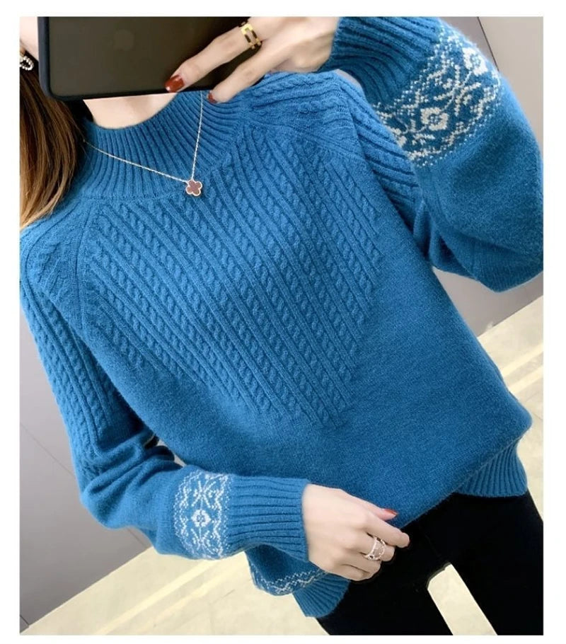 2024 Fashion Basic Autumn Winter Merino Wool Sweater Mock Neck Cashmere Pullover Solid Color Soft Long Sleeve Clothing Tops