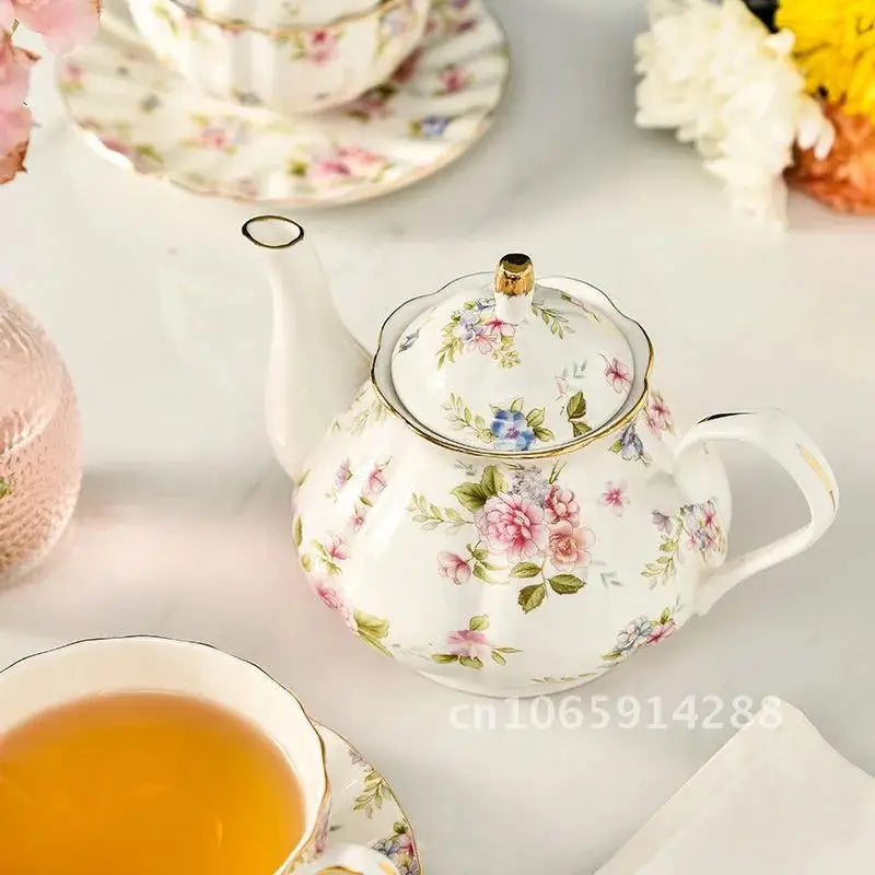 400ML European Bone Coffee Teapot English Afternoon Tea Set Kettle Pot Resistant High-Grade Porcelain Heat China Teapot Pot