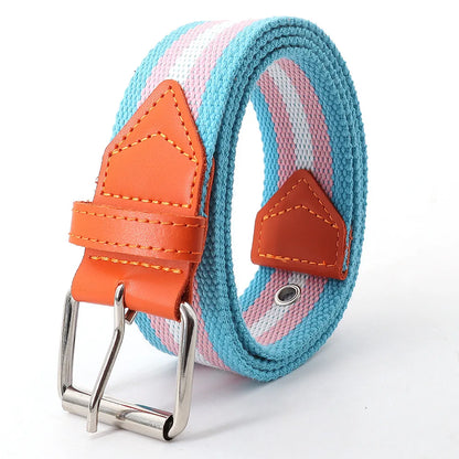Rainbow Pride Canvas Belt with  - Versatile & Stylish for Jeans