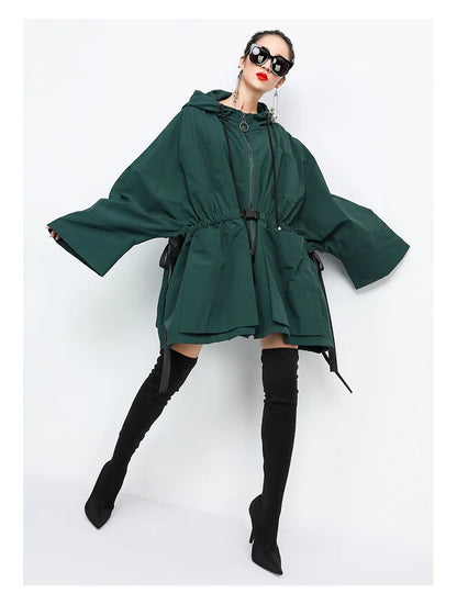 Amax luluE 2025 Fashion Korean Fall Ladies Loose Streetwear Womens Long Hooded Trench Coat Oversized Windbreaker Casual Clothes