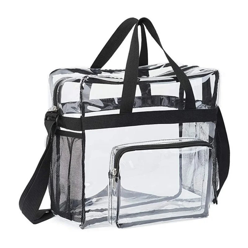 Portable PVC Transparent Shoulder Crossbody Bag Tote Satchel Handbag for Women Lady Large Capacity Clear Bag Shopping Handbag