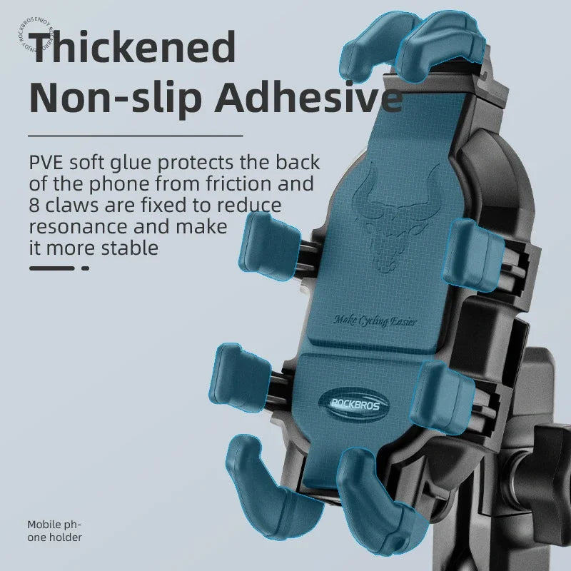 ROCKBROS Motorcycle Bike Phone Holder Adjustable with Shock Absorber Module Nonslip Bike Phone Stand