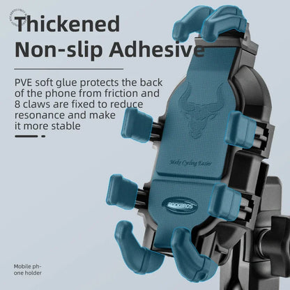 ROCKBROS Motorcycle Bike Phone Holder Adjustable with Shock Absorber Module Nonslip Bike Phone Stand
