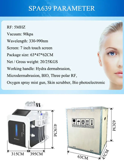 10 in 1 Multifunction Hydro Dermabrasion Cold Hammer Diamond Dermabrasion Oxygen spray dead skin Remove SPA Beauty Salon Device