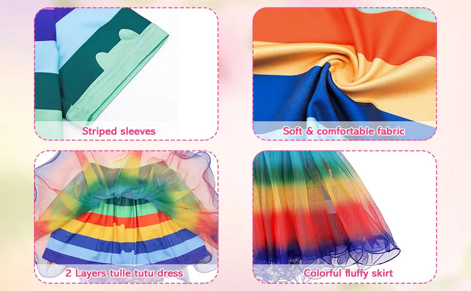 Summer Little Girls Dress Cats T-Shirt With Tutu Skirts For Children Birthday Party Cosplay Halloween Carnival Dress Up Costume