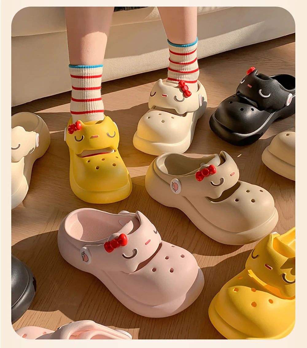 Women Fashion Platform Clogs Cute Cartoon Rabbit Summer Shoes Female Indoor Street Slippers Soft EVA Girls Daily Walking Sandals
