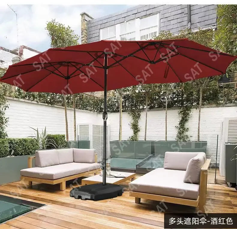 -Three-headed Parasol Outdoor Courtyard Leisure Umbrella With Big Umbrella Set Outside And Big Umbrella Stall Outdoor Garden