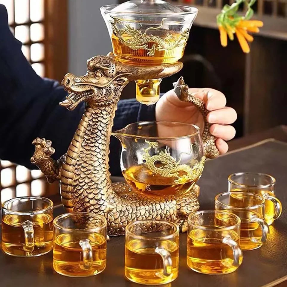 New Creative Dargon Teapot Full Automatic Glass Tea Set Pu'er Oolong Magnetic Suction Cup Teapot