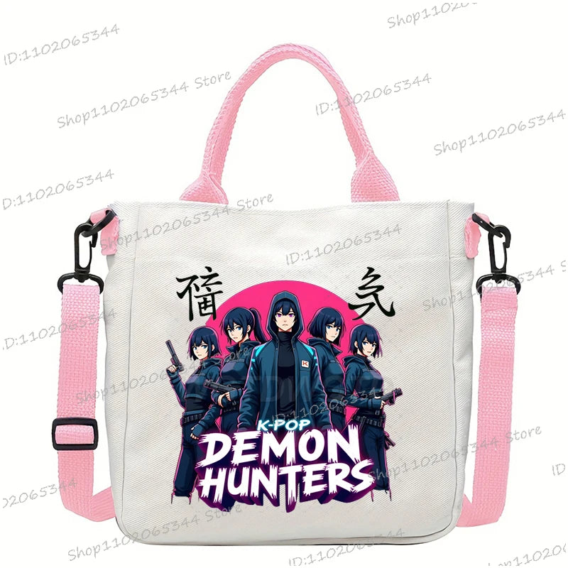 Y2K Anime Cartoon Print Women Canvas Strap Shoulder Bag Fashion Cartoon Anime Crossbody Bags Student Teenage Handbags