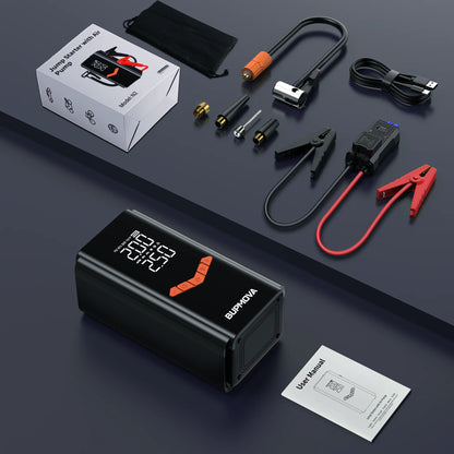 4 In 1 8000A Car Jump Starter 150PSI Air Pump Car Battery Booster Engine Starting Device Tire Air Compressor Power Bank