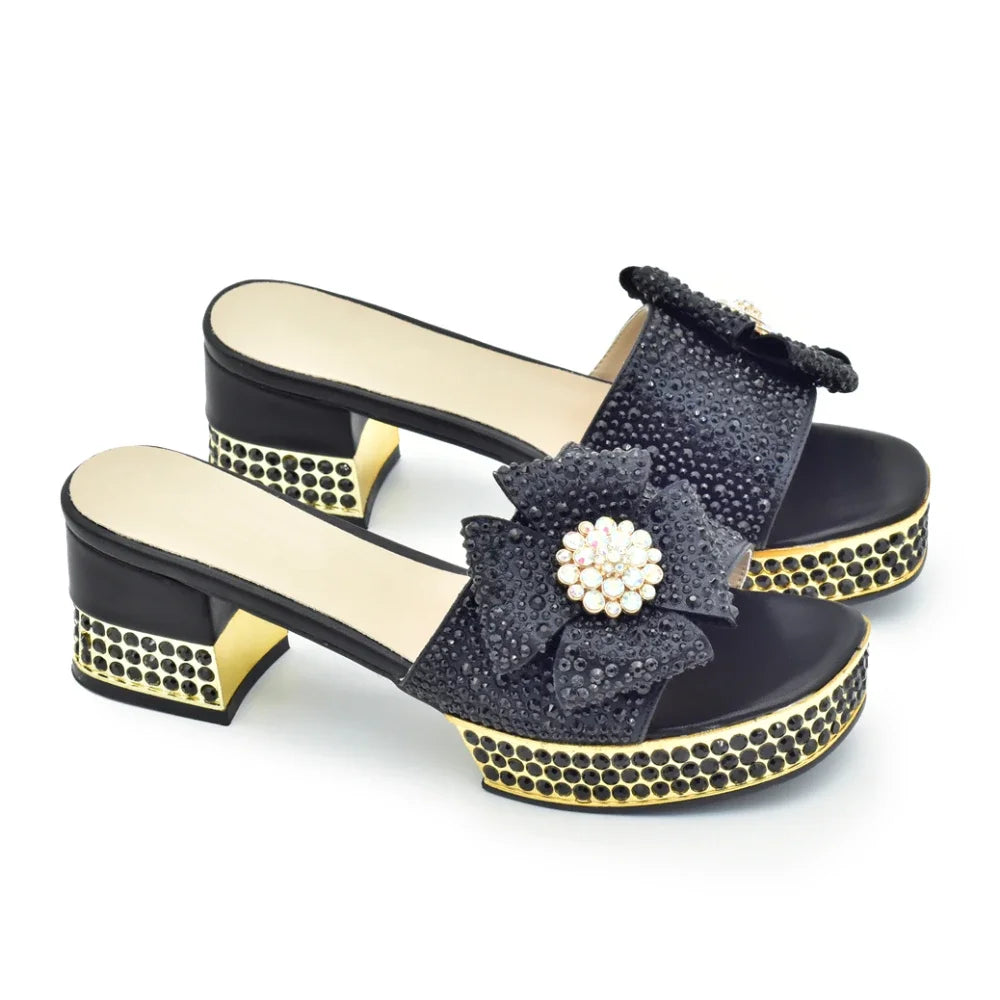 New Design Full Crystal Open Toe Sandals Designer Shoes Women Luxury 2025 Nigerian Women Wedding Shoe Decorated with Rhinestone