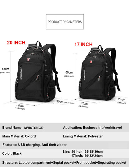2026 Waterproof 17/20 Inch Laptop Backpack Men Airplane Travel Everyday Backpacks Women Oxford Rucksack Male School Bag Mochila