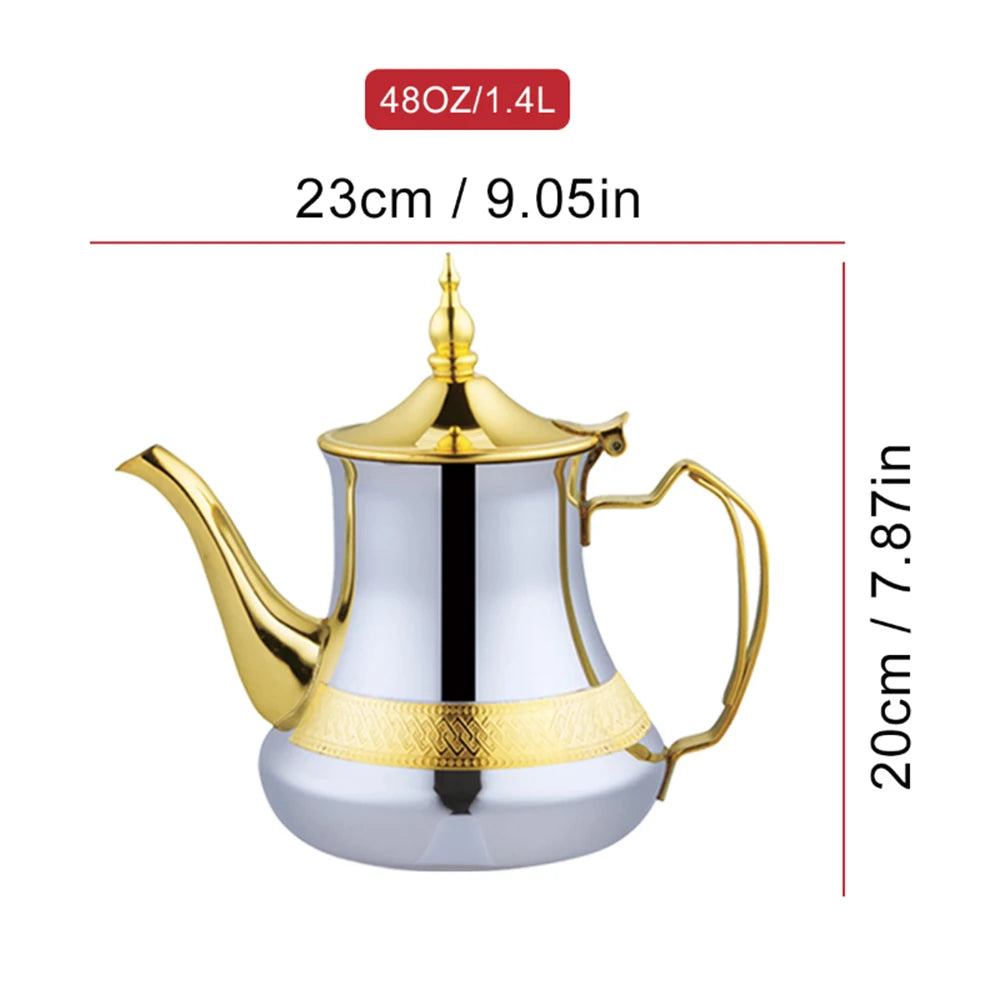 Arabic style stainless steel teapot, Moroccan mint tea pot, Induction cooker gas boiling water kettle,Restaurant Home Tea Kettle