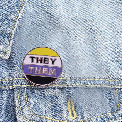 Non Binary Genderqueer Pride Lapel Pin They/Them Pronouns Brooch Queer Gay LGBTQ Emamel Pin Accessory