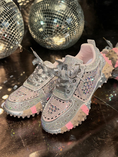 Women's Sport Shoes Crystal Sneakers Casual Flats Platform Shoes Woman 2025 Designer Brand Hiking Running Shoes Mujer