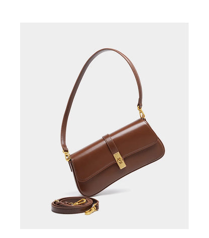 Toptrends Elegant Genuine Leather Underarm Shoulder Bags For Women 2025 Luxury Designer Crossbody Purses Saddle Ladies Handbags