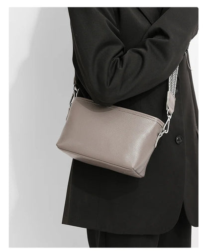 100% Genuine Leather Shoulder Bag for Women Solid Purse Luxury Cowhide Crossbody Bags Female Fashion Handbag Hobos Tote Bag