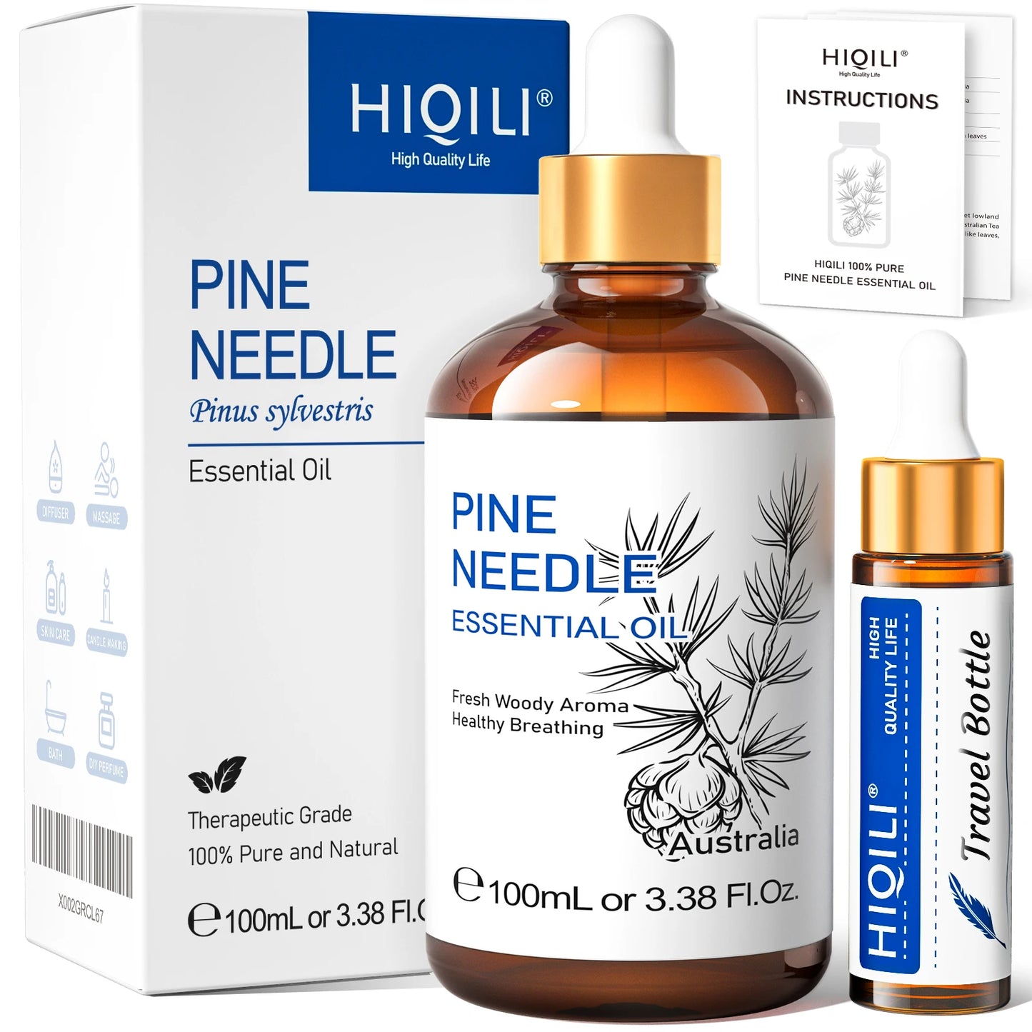 HIQILI Essential Oil Rose Geranium Lavanda Citronela Tea Tree vanille Body Oil Face Skin Care Massage 100ML/3.38fl.oz
