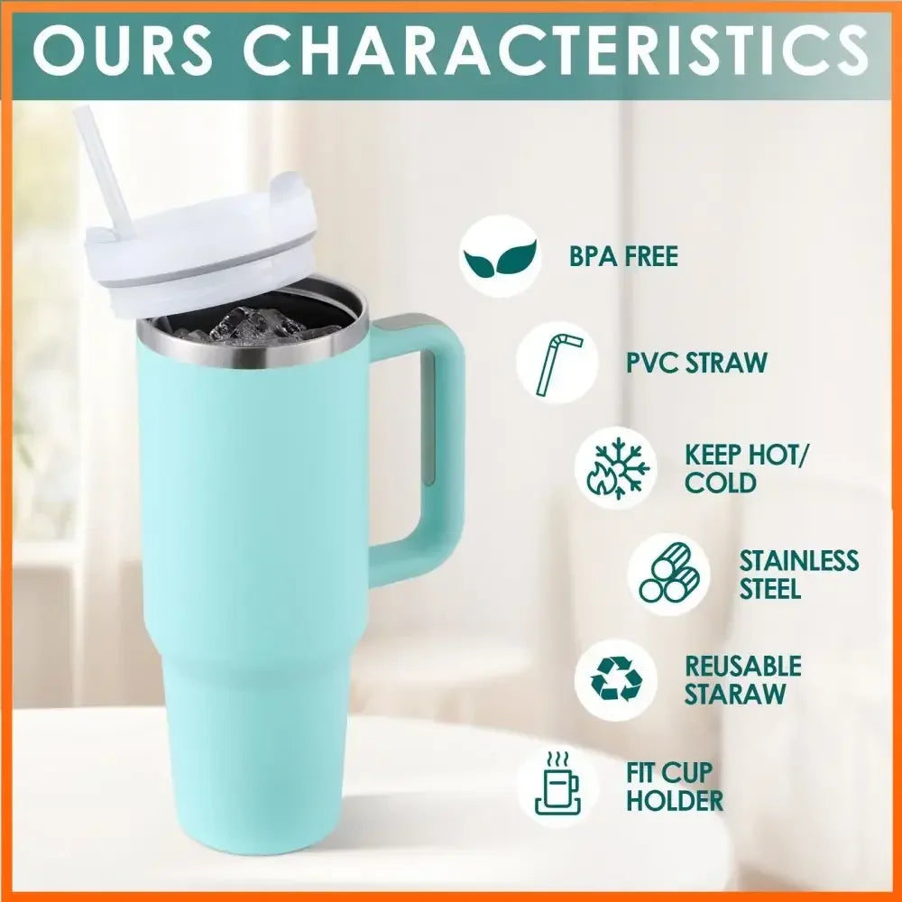Thermal Mug 1200ml 40oz Handle Tumbler Insulated Car Travel Mug Vacuum Sublimation Stainless Steel H2.0 Flow State Tumbler Cup
