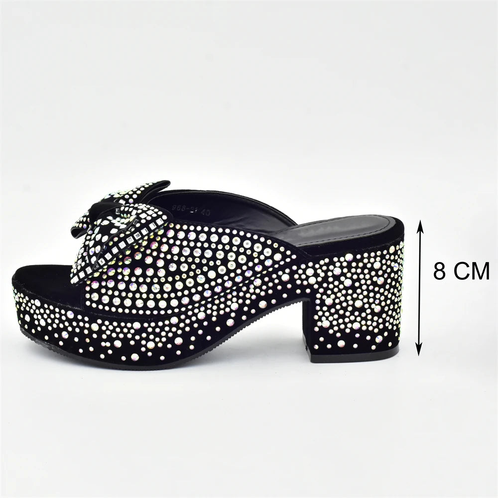 New Arrival Shoes and Bags Set for Women 2025 Women Shoe and Bag Set Decorated with Rhinestone Elegant Woman Heeled Pumps
