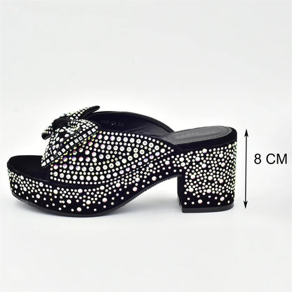 New Arrival Shoes and Bags Set for Women 2025 Women Shoe and Bag Set Decorated with Rhinestone Elegant Woman Heeled Pumps