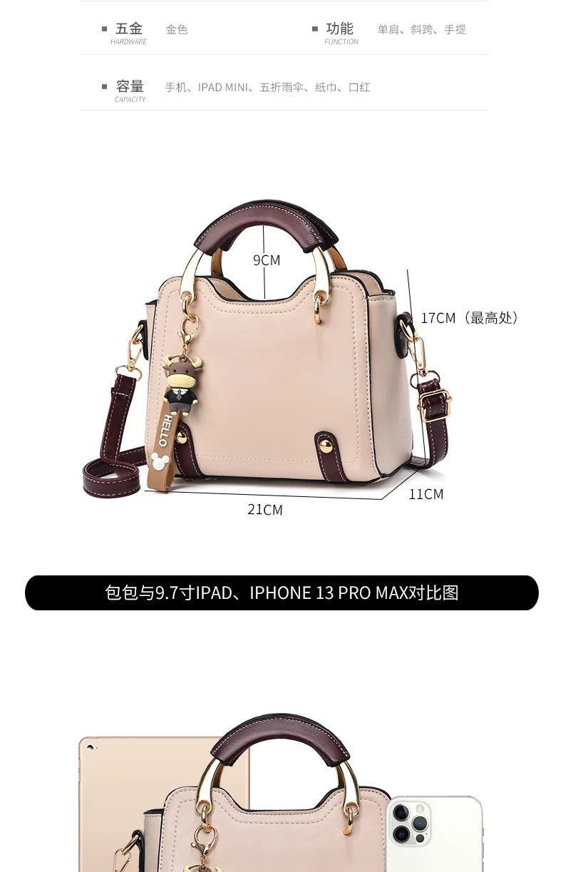 New with Printed Letters Women Square Handbag Messenger Bags with Pendant Office Ladies Bags Female Crossbody Shoulder Bags